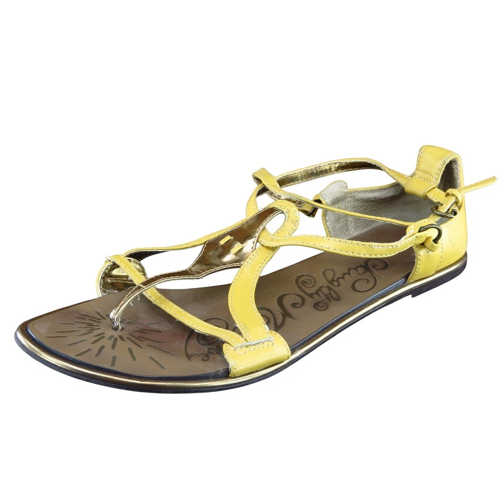 Naughty Monkey Sz 9.5 M Yellow Strappy‎ Synthetic Women Sandals 198700